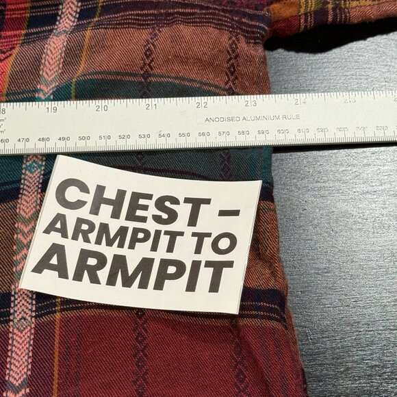 MUDD Y2K Burgundy Plaid Flannel Lace-Up Womens Boho Peasant Top Size Large - Picture 9 of 10